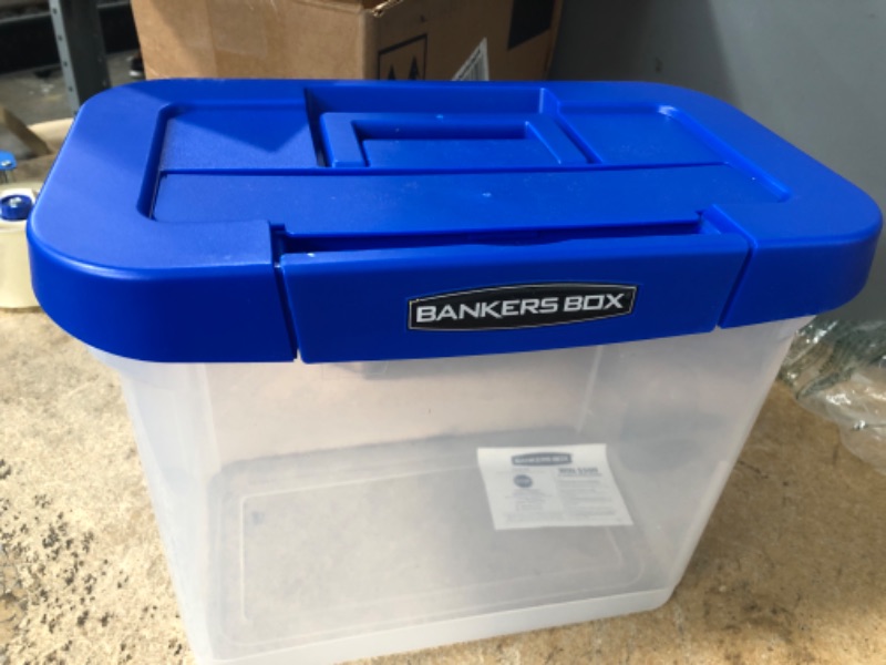 Photo 2 of Bankers Box Heavy Duty Portable Plastic File Box with Hanging Rails, Letter, 1 Pack (0086304) Solid