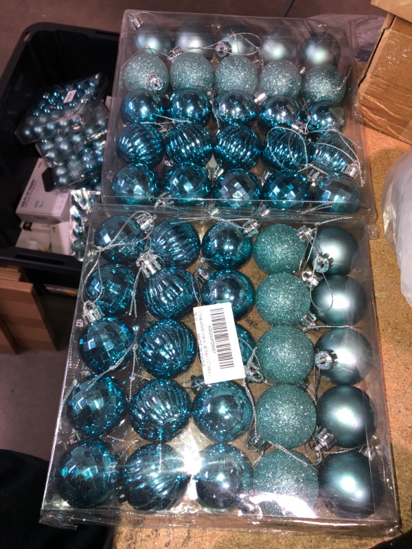 Photo 2 of (BUNDLE OF TWO) Christmas Ball Ornaments, 5 Finishs Decorative Christmas Balls Celebration, Wedding, Party Decorations, 25 Pcs Christmas Tree Hanging Balls 1.57 Inches (4 Cm) Light Blue Christmas Balls Blue 1.57 in (40 mm)