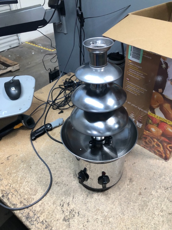 Photo 2 of **item incomplete**missing parts**
4 Tiers Stainless Steel Chocolate Fondue Fountain,2-Pound Capacity, 
