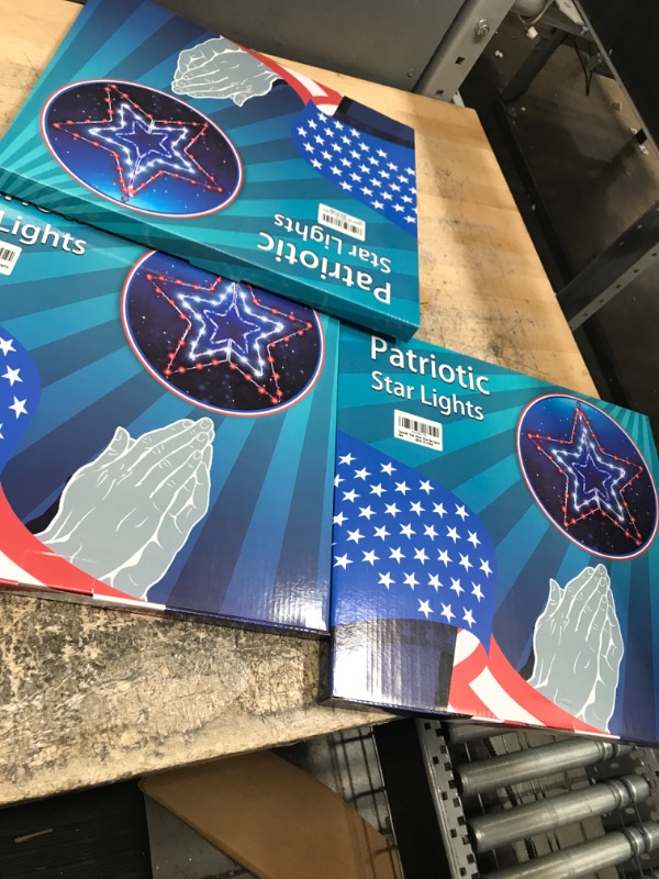 Photo 2 of  3 pack**4th of July Decorations for Home-Patriotic Decor Star Lights with Timer, 14.2 Inch Red White and Blue Iron Frame Star Lights, 8 Mode Window Silhouette Decor, Memorial Day Decorations Outdoor Indoor Separate red, white and blue