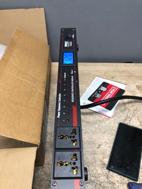 Photo 2 of 10 Outlet Power Sequencer Conditioner - 13 Amp 2000W Rack Mount Pro Audio Digital Power Supply Controller Regulator w/Voltage Readout, Surge Protector, for Home Theater Stage/Studio Use - Pyle PCO875