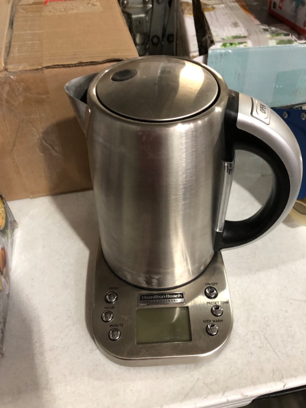 Photo 3 of **SEE NOTES**
Hamilton Beach Professional Digital LCD Variable Temperature Control Electric Tea Kettle, Water Boiler & Heater, 1.7L, Cordless, Auto-Shutoff & Boil-Dry Protection, Silver (41028)