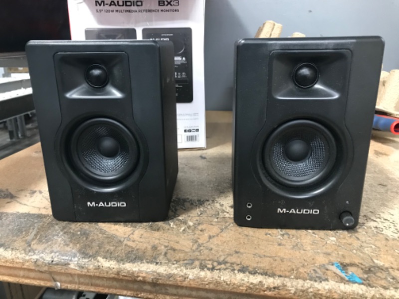 Photo 2 of M-Audio BX3 3.5" Studio Monitors, HD PC Speakers for Recording and Multimedia with Music Production Software, 120W, Pair Pair 3.5" Speakers No Bluetooth Monitors