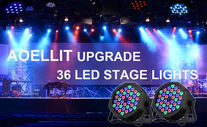 Photo 2 of 36 LED Stage Lights, AOELLIT RGB Sound Activated DJ Par Lights Compatible with DMX-512 & Remote Uplights for Events Wedding Party 