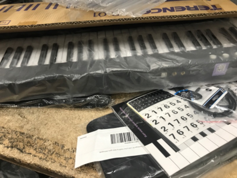 Photo 1 of 61 Key Electric Keyboard Piano Full-Size Keys Digital Piano with Built-In Speakers Headphones Power Supply Keynote Stickers Portable Electronic Keyboard Gift Teaching for Piano Beginners TS-01