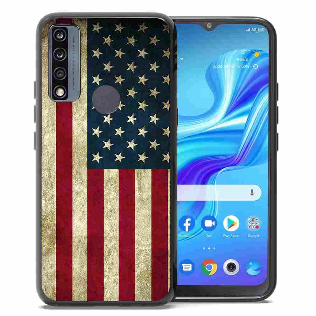 Photo 1 of (2 PK BUNDLE)  ABLOOMBOX for Alcatel TCL 4X 5G (T601DL), TCL 20 A 5G Case for Girls Women US Grunge Flag, Anti Scratch Bumper Shockproof Protective Case Cover