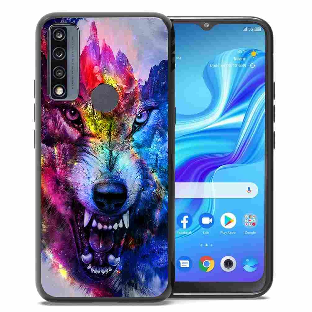 Photo 1 of (2 PK BUNDLE)  ABLOOMBOX for Alcatel TCL 4X 5G (T601DL), TCL 20 A 5G Case for Girls Women Space Galaxy Nebula Wolf, Anti Scratch Bumper Shockproof Protective Case Cover