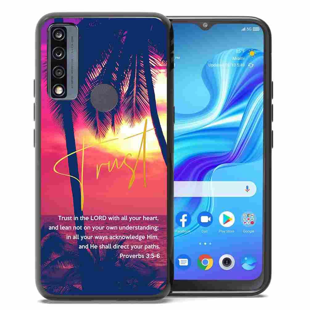Photo 1 of (2 PK BUNDLE)  ABLOOMBOX for Alcatel TCL 4X 5G (T601DL), TCL 20 A 5G Case for Girls Women Bible Verse Palm at Vivid Sunset, Anti Scratch Bumper Shockproof Protective Case Cover