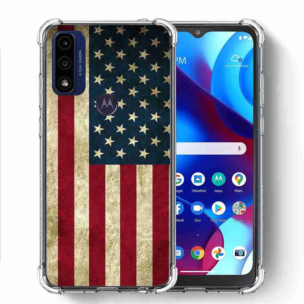 Photo 1 of (2 PK BUNDLE)  ABLOOMBOX for Motorola Moto G Pure Case, Moto G Power 2022 Case for Girls Women US Grunge Flag, Anti Scratch Bumper Shockproof Protective Case Cover