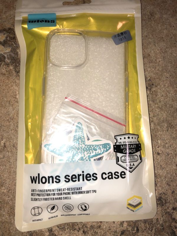 Photo 1 of wlong ip14 series case anti fingerprint sweat-resistant slightly frosted hard shell phone case (clear) military grade & stickers (variety may vary)