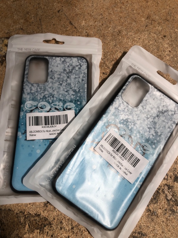 Photo 2 of (2 PK BUNDLE)  ABLOOMBOX for Alcatel TCL A3X A600DL Case for Girls Women Sparkling Turquoise Blue Glitter, Anti Scratch Bumper Shockproof Protective Case Cover