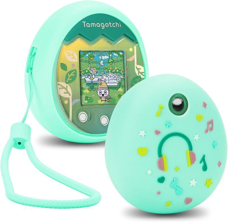 Photo 1 of (2 PK BUNDLE)  MGZNMTY Silicone Cover Case Compatible with Tamagotchi Pix Virtual Pet Machine with Hand Strap (Pink+Mint Green)