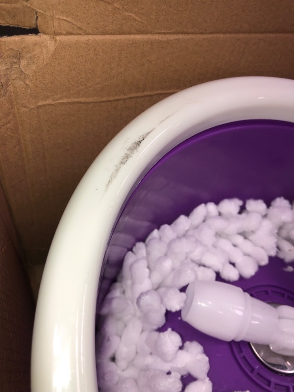 Photo 3 of (MISSING MOP HANDLE) Cartener Spinning Mop W/Bucket, 2 Microfiber Mop Heads-Rotating 360 Degree, Purple