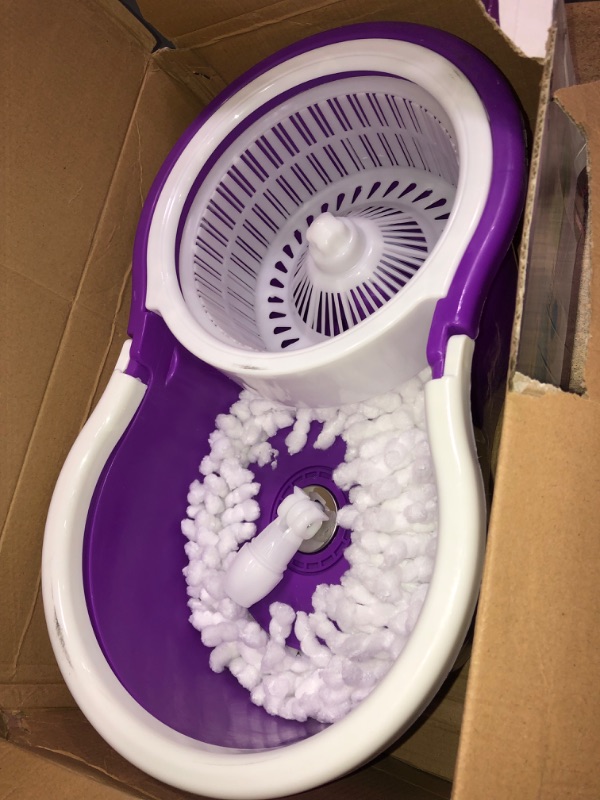 Photo 2 of (MISSING MOP HANDLE) Cartener Spinning Mop W/Bucket, 2 Microfiber Mop Heads-Rotating 360 Degree, Purple