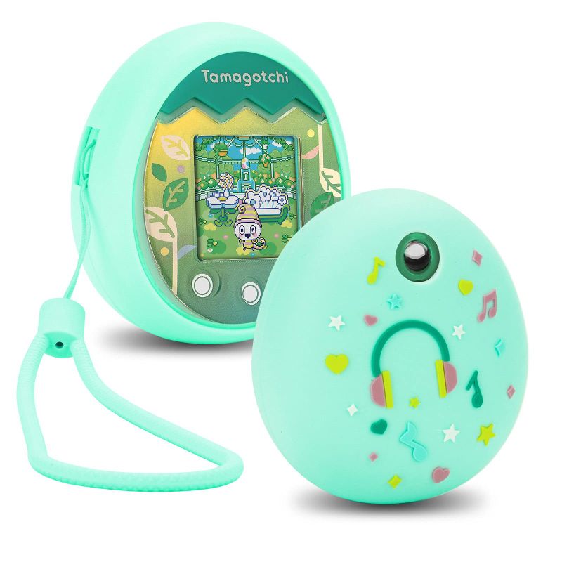 Photo 1 of (2 PK BUNDLE)  MGZNMTY Silicone Cover Case Compatible with Tamagotchi Pix Virtual Pet Machine with Hand Strap (Green)