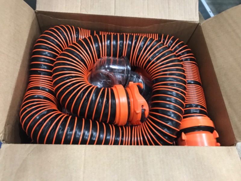 Photo 2 of Camco 21012 RhinoEXTREME 20ft RV Sewer Hose Kit | Includes Swivel Fitting and Translucent Elbow with 4-in-1 Dump Station Fitting | Storage Caps Included 20' Sewer Hose Kit Ships In Own Container