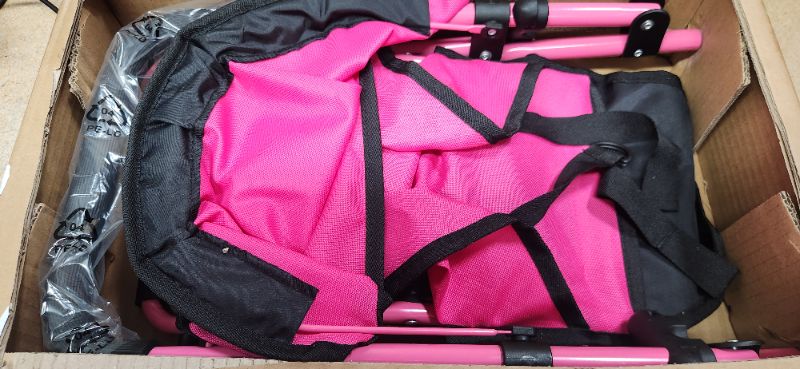 Photo 2 of **item missing pieces**
Precious Toys Jogger Hot Pink Doll Stroller, Black Foam Handles and Hot Pink Frame - 0129A
