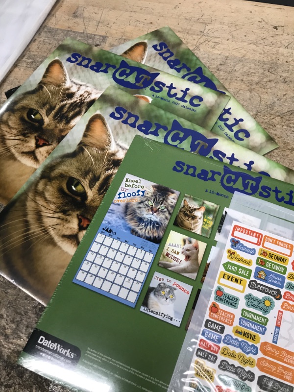 Photo 2 of Snarcatstic Calendar 2023 -- Deluxe 2023 Cat Wall Calendar Bundle with Over 100 Calendar Stickers (Sassy Cats Gifts, Office Supplies) Pack of 4