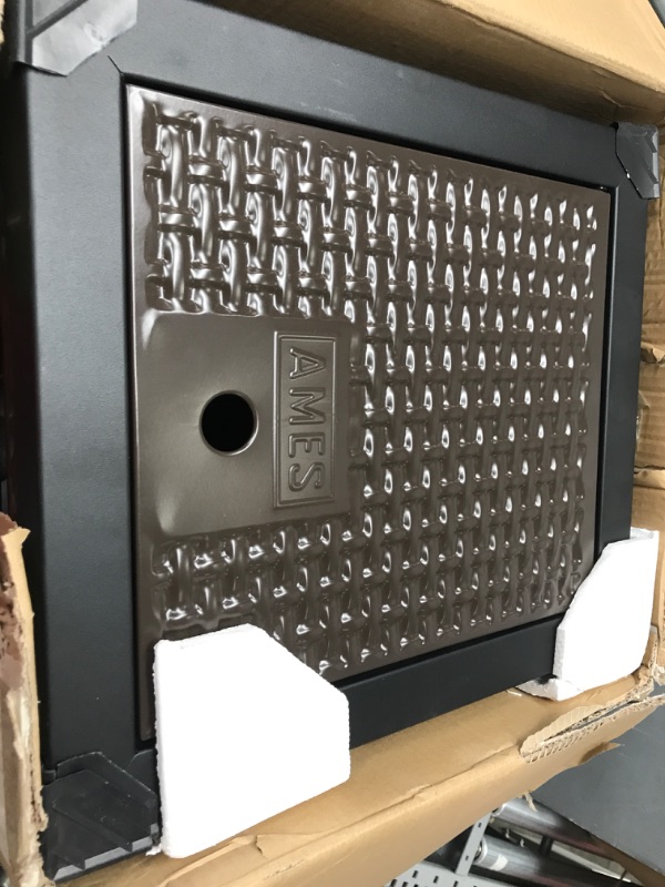 Photo 2 of AMES 2519500 NeverLeak Hose Reel Cabinet Box, 100 Ft. Capacity, Decorative with Wicker Look, Auto Track Rewinding, Black Metal, Brown