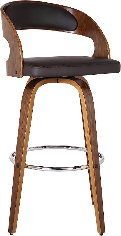 Photo 1 of 
Armen Living Shelly 26" Counter Height Barstool in Brown Faux Leather and Walnut Wood Finish