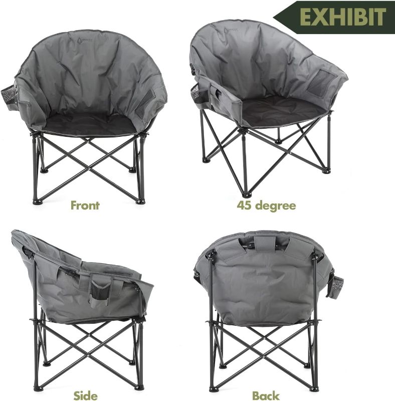 Photo 1 of ARROWHEAD OUTDOOR Oversized Heavy-Duty Club Folding Camping Chair w/External Pocket, Cup Holder, Portable, Padded, Moon, Round, Saucer, Supports 330lbs, Carrying Bag, USA-Based Support