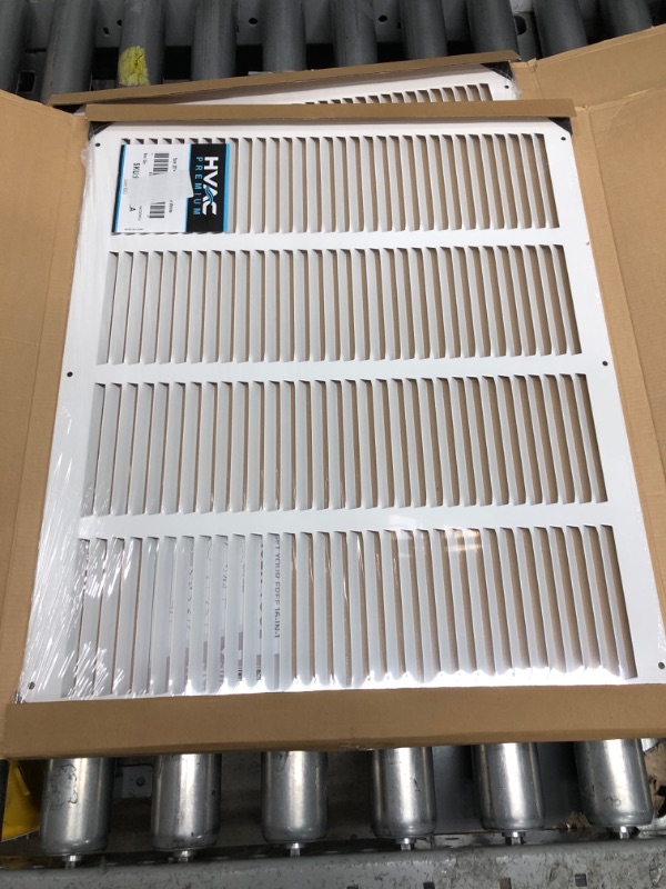 Photo 2 of 24"w X 12"h Steel Return Air Grilles - Sidewall and Ceiling - HVAC Duct Cover - White [Outer Dimensions: 25.75"w X 13.75"h]