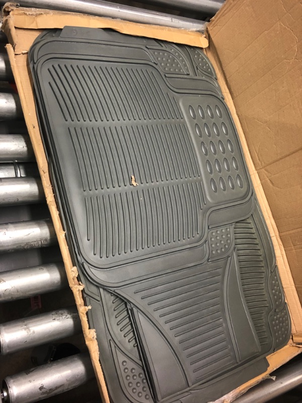 Photo 2 of Automotive Floor Mats Gray ClimaProof for all weather protection Universal Fit for most Cars, SUVs, and Trucks (Trimmable Heavy Duty 3 Row 4pc Full Set) FH Group F11306GRAY-3ROW Gray - 3 Row