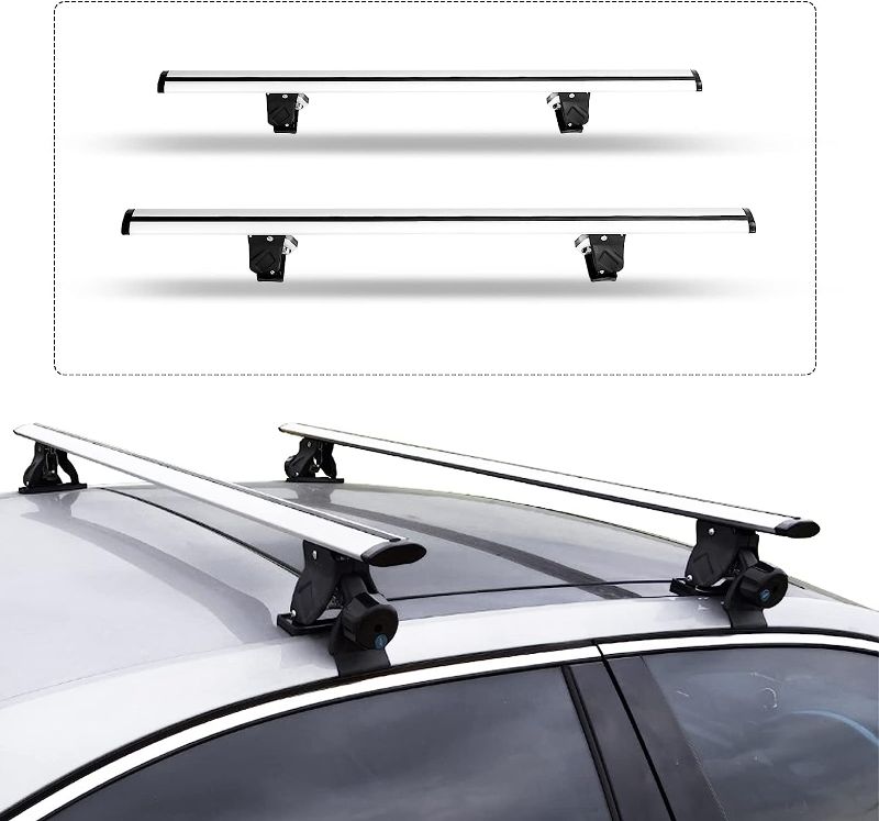 Photo 1 of MAXSOUGH 51" Car Rooftop Luggage Crossbars,Universal Adjustable Roof Rack Cross Bar Compatible for Vehicle Without Side Rails 51" Silver 51"