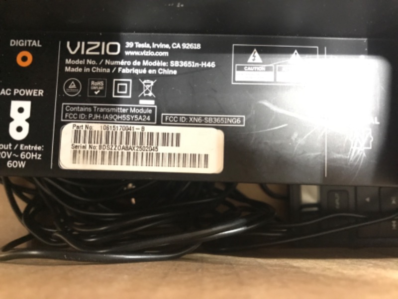 Photo 4 of VIZIO V-Series 5.1 Home Theater Sound Bar with Dolby Audio, Bluetooth, Wireless Subwoofer, Voice Assistant Compatible, Includes Remote Control - V51x-J6 36-in Wireless Subwoofer 5.1