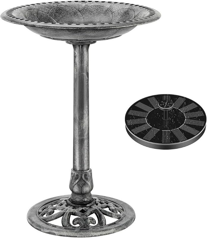 Photo 1 of 
VIVOHOME Polyresin Antique Outdoor Green Garden Bird Bath and Solar Powered Round Pond Fountain Combo Set
Color:Gray