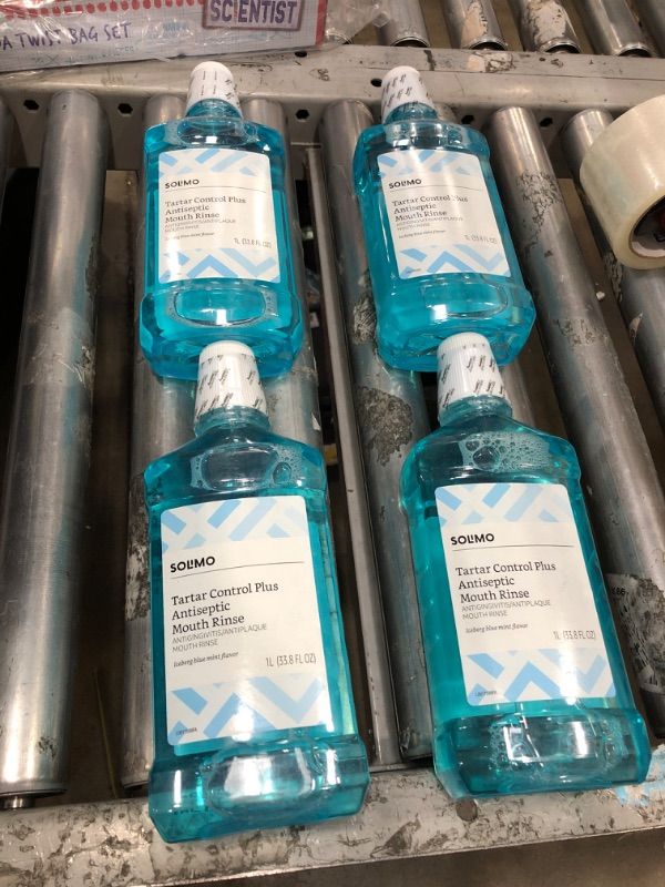 Photo 2 of **EXP DATE 09/2023!! 4PCKS OF Amazon Brand - Solimo Tartar Control Plus Antiseptic Mouth Rinse, Iceberg Blue Mint, 33.8 Fl Oz