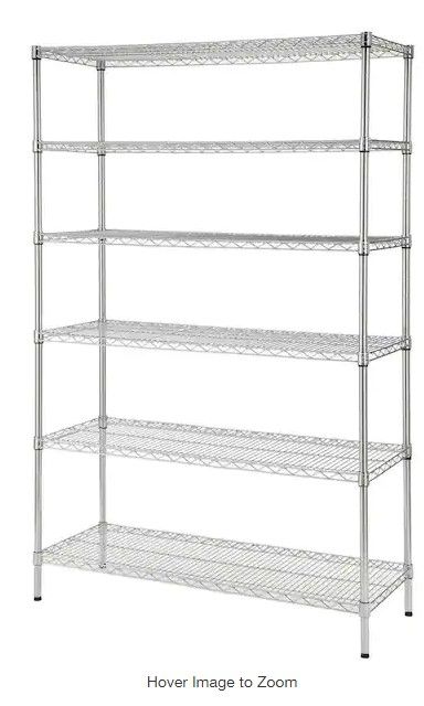 Photo 1 of **INCOMPLETE !! 6-Tier Commercial Grade Heavy Duty Steel Wire Shelving Unit in Chrome (48 in. W x 72 in. H x 18 in. D)
