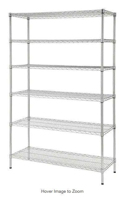 Photo 1 of **PARTS ONLY !! 6-Tier Commercial Grade Heavy Duty Steel Wire Shelving Unit in Chrome (48 in. W x 72 in. H x 18 in. D)
