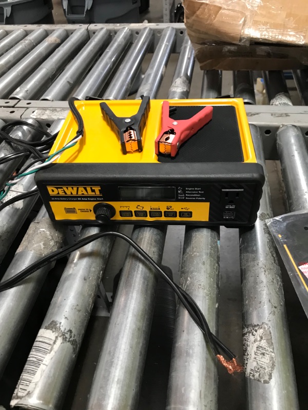 Photo 2 of **SEE COMMENTS!! DEWALT DXAEC801B 30 Amp Bench Battery Charger: 80 Amp Engine Start, 2 Amp Maintainer, 120V AC Outlet, 3.1A USB Port, Battery Clamps Single Battery Charger