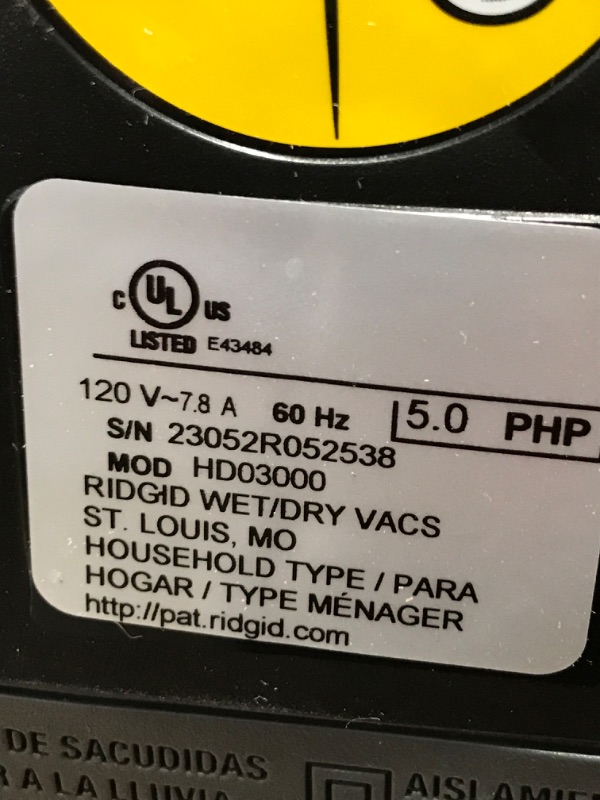 Photo 5 of 3 Gallon 5.0 Peak HP NXT Wet/Dry Shop Vacuum with Filter, Expandable Locking Hose and Accessories