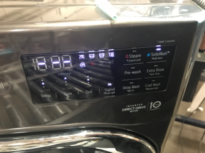 Photo 3 of LG TurboWash 5.2-cu ft High Efficiency Stackable Steam Cycle Smart Front-Load Washer (Black Steel) ENERGY STAR