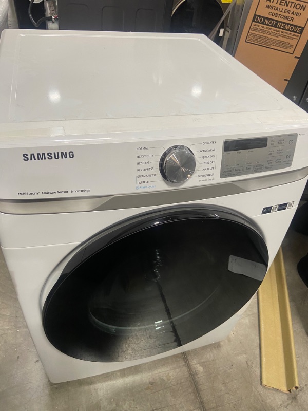 Photo 2 of ***PARTS ONLY NOT FUNCTIONAL***Samsung 7.5-cu ft Stackable Steam Cycle Smart Electric Dryer (White)