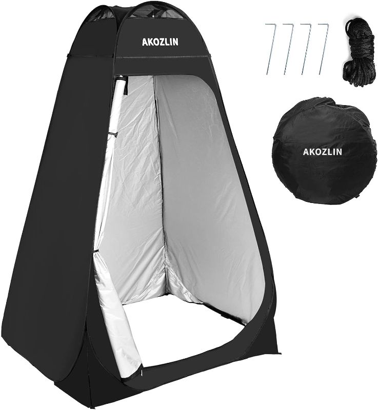 Photo 1 of AKOZLIN Portable Pop Up Shower Tent Instant Privacy Dressing Changing Tent Outdoor Shower Room Camp Toilet Tent 47.2" L×47.2" W×74.8" H
