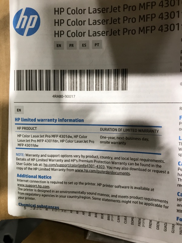 Photo 6 of HP Color LaserJet Pro MFP 4301fdw Wireless Printer, Print, scan, copy, fax, Fast speeds, Easy setup, Mobile printing, Advanced security, Best-for-small teams, white, 16.6 x 17.1 x 15.1 in New version