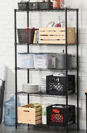 Photo 1 of  HDX 5-Tier Steel Wire Shelving Unit in Black (36 in. W x 72 in. H x 16 in. D)