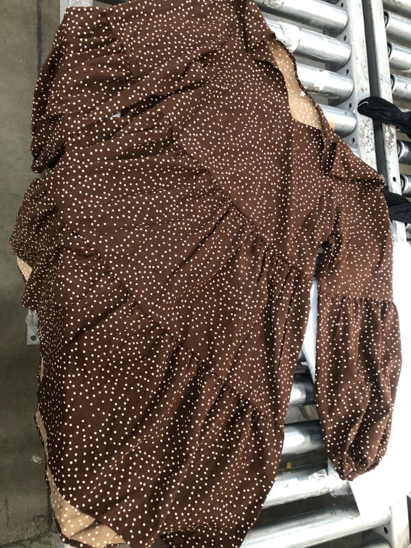 Photo 1 of brown polka dot dress plus size v kneck