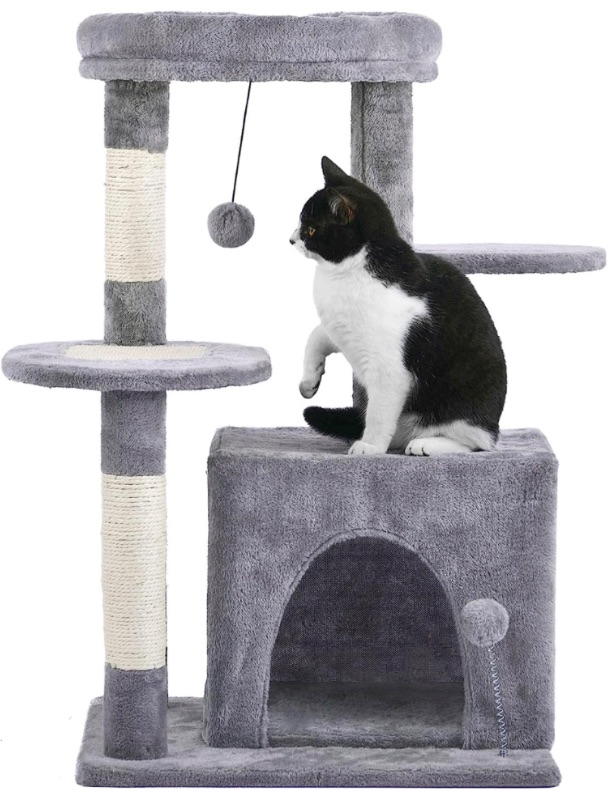 Photo 1 of **SEE NOTES**
34" Tall Cat Tree for Indoor Cats Cozy Cat Condo and Tower with Natural Sisal Scratching Posts 