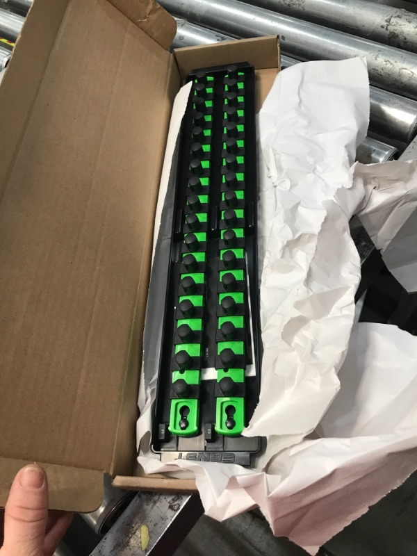 Photo 1 of ERNST Socket Boss, Premium 2-Rail, 1/2 Inch-Drive Socket Organizer, 19-Inch, Green (8487) 19-inch 1/2-Inch Drive Green