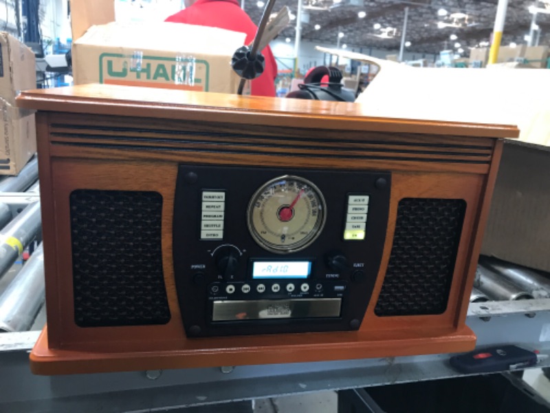 Photo 2 of TESTED**Victrola 8-in-1 Bluetooth Record Player & Multimedia Center, Built-in Stereo Speakers - Turntable, Wireless Music Streaming, Real Wood | Mahogany
