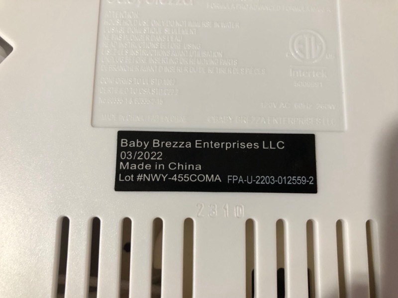 Photo 4 of ***UNTESTED - SEE NOTES***
Baby Brezza Formula Pro Advanced Formula Dispenser Machine