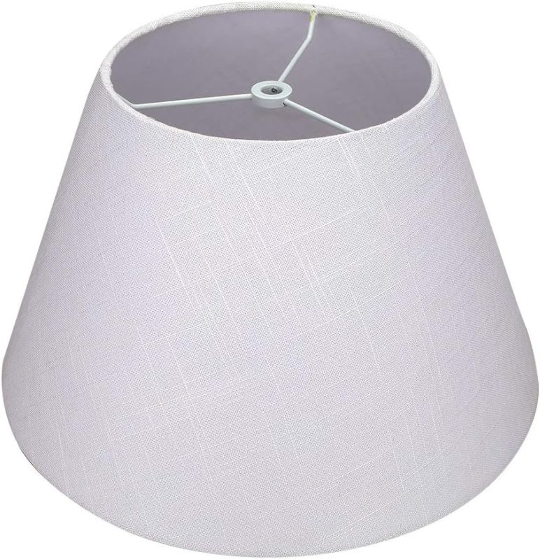 Photo 1 of ALUCSET Medium Lamp Shade, Barrel Fabric Lampshade for Table Lamp and Floor Light, 7x13x7.8 inch,Natural Linen Hand Crafted, Spider (White)

