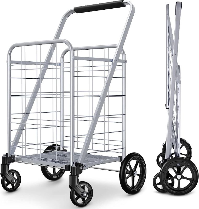 Photo 1 of **PARTS ONLY - MISSING BACK AXEL AND HARDWARE FOR AXEL** winkeep Newly Released Grocery Utility Flat Folding Shopping Cart 
