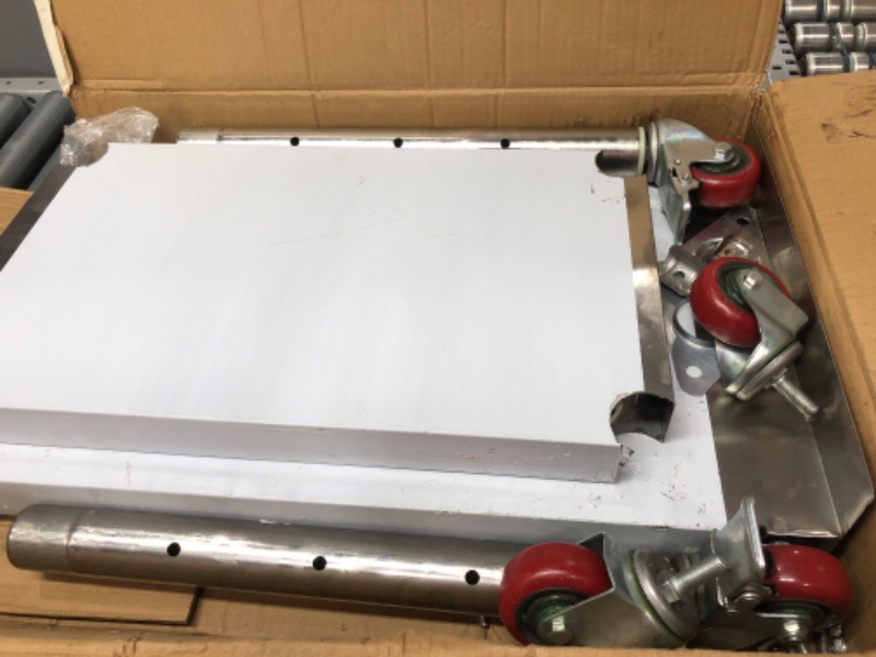 Photo 1 of VEVOR Stainless Steel Prep Table, 24 x 15 x 35 Inch, 440lbs Load Capacity Heavy Duty Metal Worktable with Backsplash Adjustable Undershelf & 4 Casters, Commercial Workstation for Kitchen Restaurant With Backsplash & Caster 15*24*35in