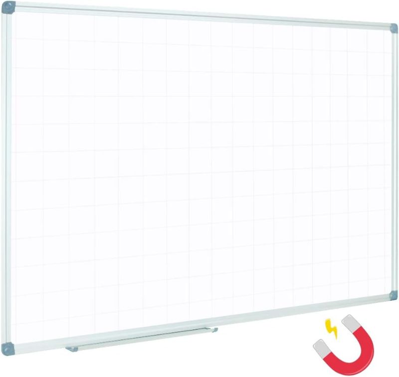 Photo 1 of JILoffice Magnetic Dry Erase Planning Board, Grid Pattern White Board 36 x 24 Inch, Silver Aluminum Frame with Detachable Marker Tray for Office School and Home