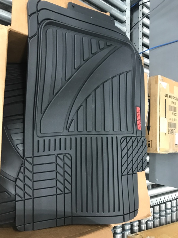 Photo 2 of Motor Trend FlexTough Advanced Black Rubber Car Floor Mats with Cargo Liner Full Set - Front & Rear Combo Trim to Fit Floor Mats for Cars Truck Van SUV, All Weather Automotive Floor Liners